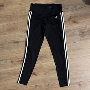Adidas Women’s Black Leggings with White Stripes